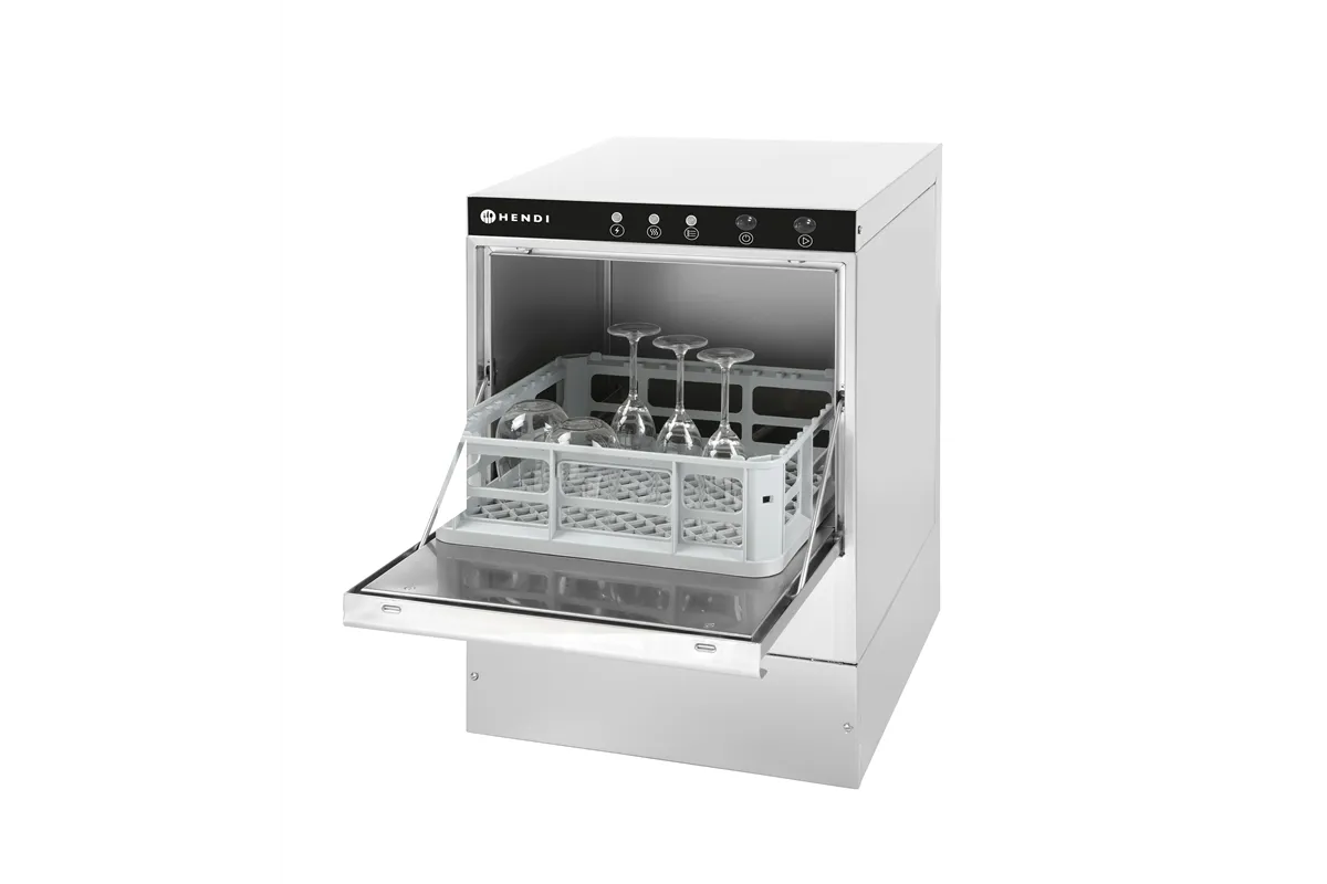Zmywarka do szkła 40x40 – sterowana elektromechanicznie, 230V/2800W, 470x510x710mm Hendi 230299