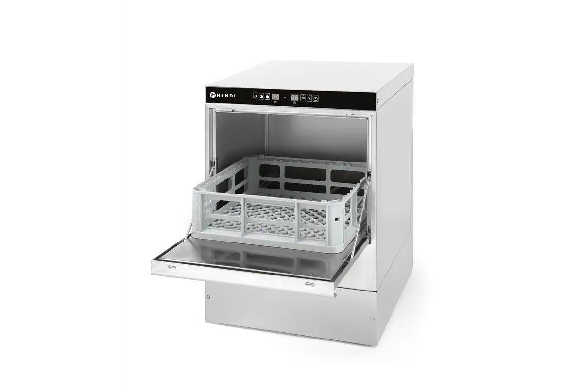 Zmywarka do szkła 40x40 – sterowana elektromechanicznie, z dozownikiem detergentu, 230V/2800W, 470x510x710mm Hendi 233009