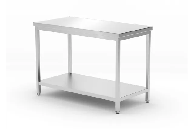 Stół centralny z półką – skręcany, głębokość 600 mm, Profi Line, 1200x600x850mm Hendi 811528