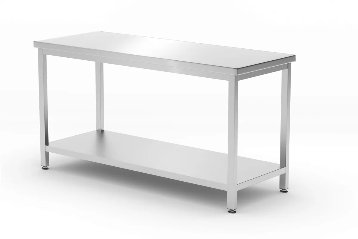 Stół centralny z półką – skręcany, głębokość 600 mm, Profi Line, 1600x600x850mm Hendi 811542