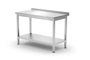 Stół przyścienny z półką – skręcany, głębokość 600 mm, Profi Line, 1200x600x850 mm, 1200x600x850mm Hendi 811474