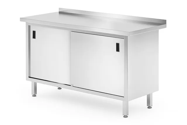 Stół przyścienny szafka z drzwiami suwanymi – spawany, Profi Line, 1400x600x850mm Hendi 811672