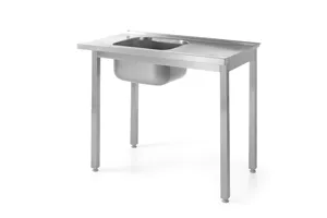 Stół załadowczy do zmywarek ze zlewem – skręcany, Kitchen Line, 1000x600x850mm Hendi 811924