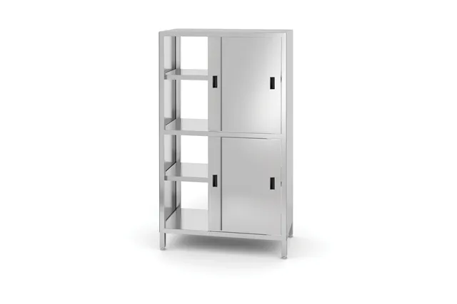 Szafa przelotowa z przegrodą i drzwiami suwanymi – skręcana, Kitchen Line, 800x500x1800mm Hendi 811634