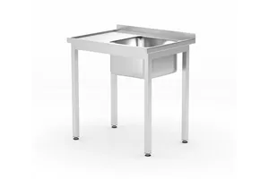 Stół ze zlewem i półką – skręcany, głębokość 600 mm, Profi Line, Lokalizacja komory - po prawej, 800x600x850mm Hendi 811863
