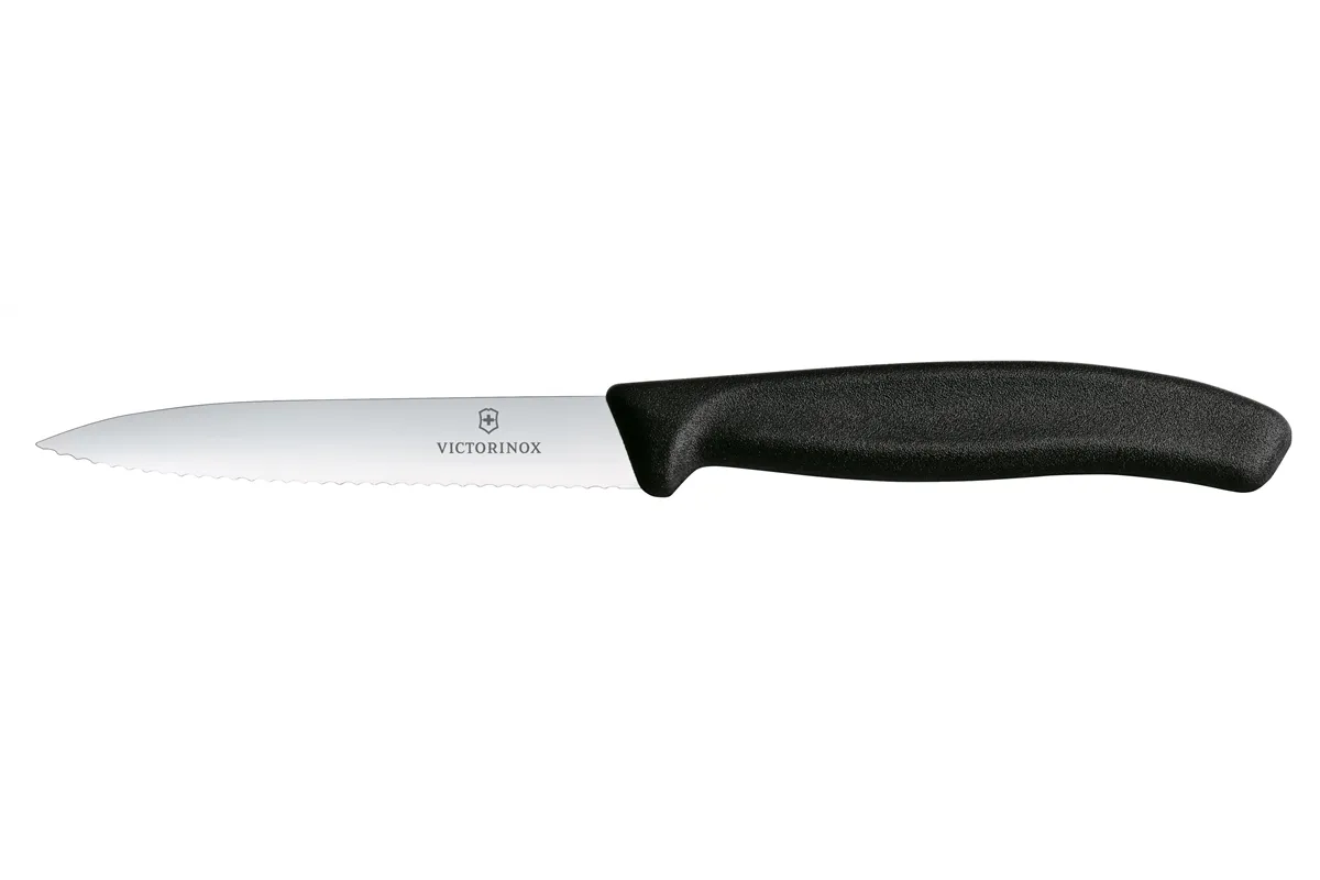 Nóż do jarzyn z ząbkowanym ostrzem, czarny, 212mm Victorinox 6.7733