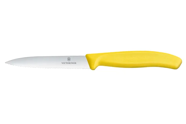 Nóż do jarzyn z ząbkowanym ostrzem, żółty, 212mm Victorinox 6.7736.L8