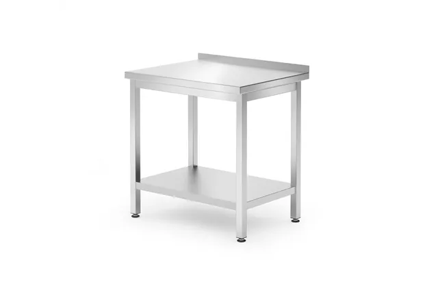 Stół przyścienny z półką – skręcany, głębokość 600 mm, Kitchen Line, 800x600x850mm Hendi 817261