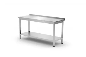 Stół przyścienny z półką – skręcany, głębokość 600 mm, Kitchen Line, 1200x600x850mm Hendi 817285