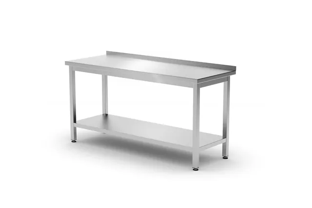 Stół przyścienny z półką – skręcany, głębokość 600 mm, Kitchen Line, 1200x600x850mm Hendi 817285