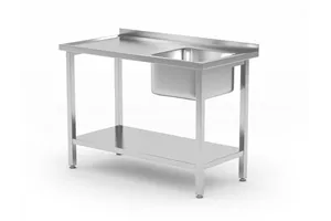 Stół ze zlewem i półką – skręcany, Kitchen Line, zlew po prawej, 1000x600x850mm Hendi 817018