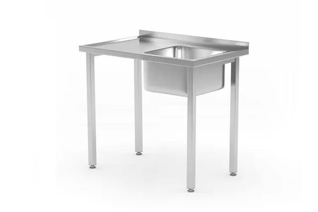 Stół ze zlewem - skręcany, Kitchen Line, zlew po prawej, 800x600x850mm Hendi 816769