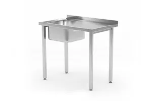 Stół ze zlewem - skręcany, Kitchen Line, zlew po lewej, 800x600x850mm Hendi 816776