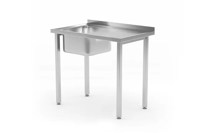 Stół ze zlewem - skręcany, Kitchen Line, zlew po lewej, 800x600x850mm Hendi 816776