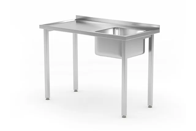 Stół ze zlewem - skręcany, Kitchen Line, zlewozmywak po prawej stronie, 1000x600x850mm Hendi 816783