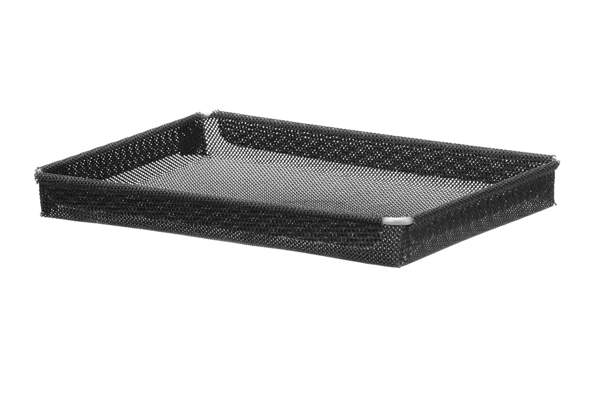 Tacka do pieców konwekcyjno-mikrofalowych nieprzywierająca wzmocniona. Perforowana czarny 290x190x30mm Prostokątny Hendi 808351