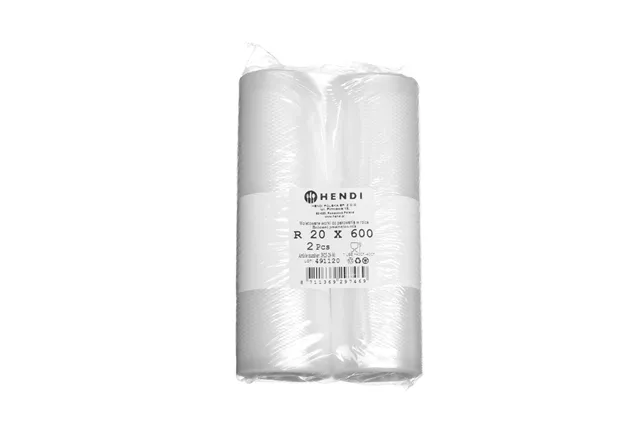 Worki moletowane w rolce do pakowarek, do przechowywania żywności, zestaw 2 rolek, 2 szt., 6000x200mm Hendi 297469
