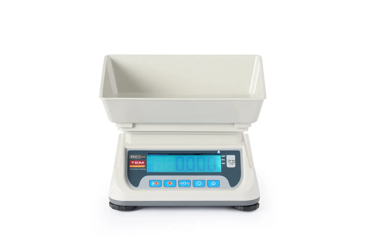 Waga sklepowa LCD z portem RS232 i legalizacją, seria ECO+, 255x264x189mm Tem TEKO+LCD06C-P1-B1