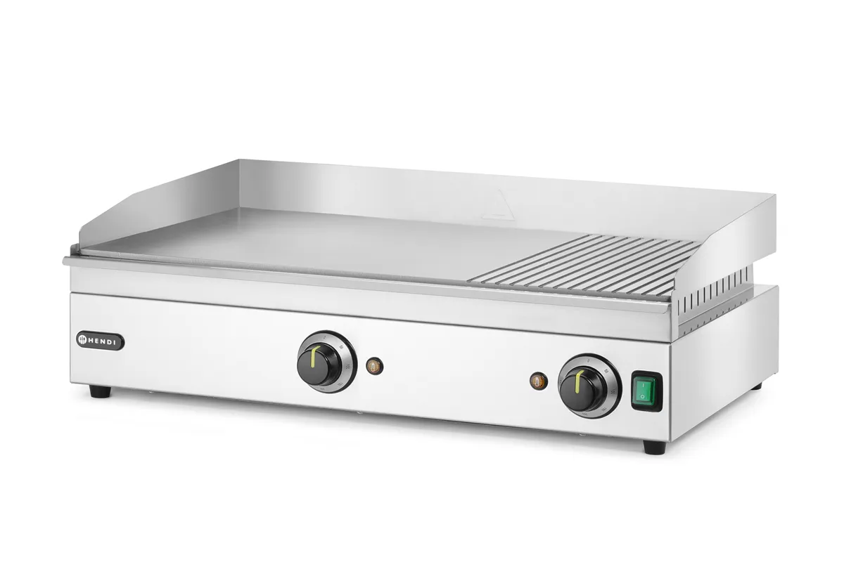 Płyta grillowa w ⅓ żebrowana, Kitchen Line, 2/3 gładka, 1/3 ryflowana, 220-240V/3500W, 697x474x241mm Hendi 154960