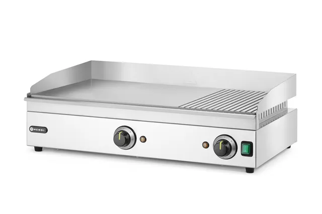 Płyta grillowa w ⅓ żebrowana, Kitchen Line, 2/3 gładka, 1/3 ryflowana, 220-240V/3500W, 697x474x241mm Hendi 154960