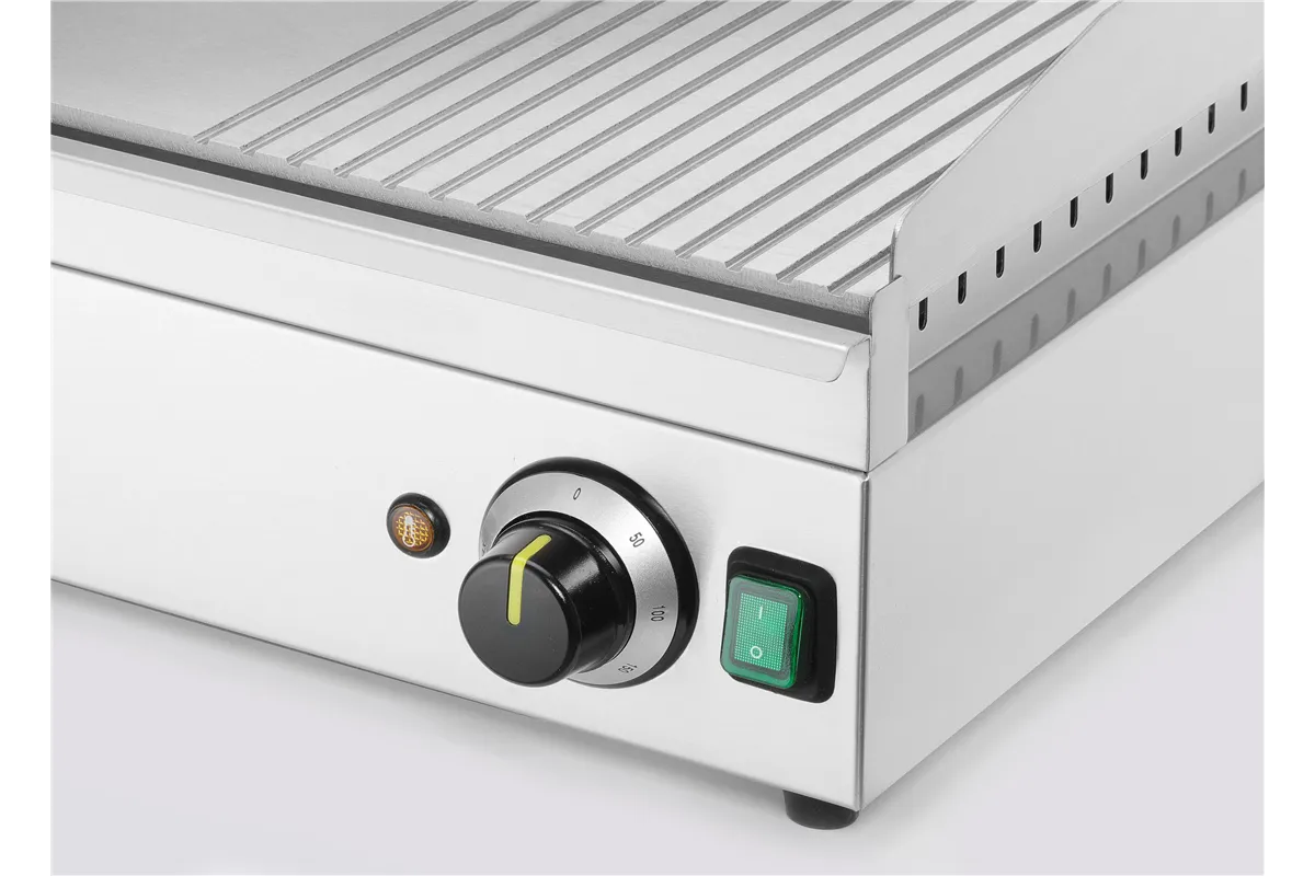 Płyta grillowa w ⅓ żebrowana, Kitchen Line, 2/3 gładka, 1/3 ryflowana, 220-240V/3500W, 697x474x241mm Hendi 154960