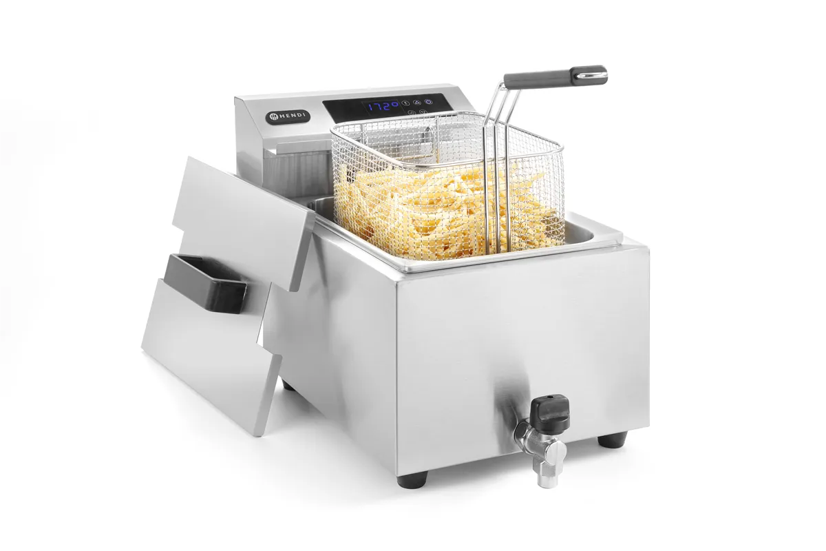 Frytownica z panelem cyfrowym Profi Line z kranem spustowym 8l, 8L, 230V/3500W, 300x515x345mm Hendi 207369