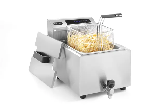 Frytownica z panelem cyfrowym Profi Line z kranem spustowym 8l, 8L, 230V/3500W, 300x515x345mm Hendi 207369