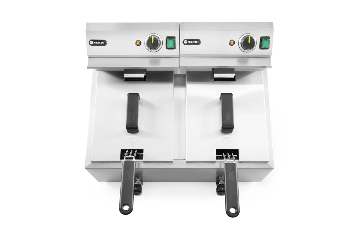 Frytownica manualna z kranem spustowym, 2x8l, Profi Line, 16L, 230V/7000W, 610x515x369mm Hendi 209301