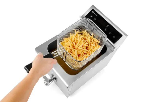 Frytownica indukcyjna z kranem spustowym, 8l, 8L, jasnoszary, 230V/3500W, 288x619x408mm Hendi 215012