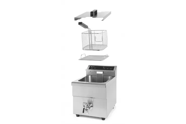 Frytownica indukcyjna z kranem spustowym, 8l, 8L, jasnoszary, 230V/3500W, 288x619x408mm Hendi 215012