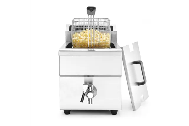Frytownica indukcyjna z kranem spustowym, 8l, 8L, jasnoszary, 230V/3500W, 288x619x408mm Hendi 215012