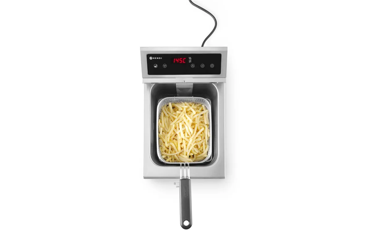 Frytownica indukcyjna z kranem spustowym, 8l, 8L, jasnoszary, 230V/3500W, 288x619x408mm Hendi 215012