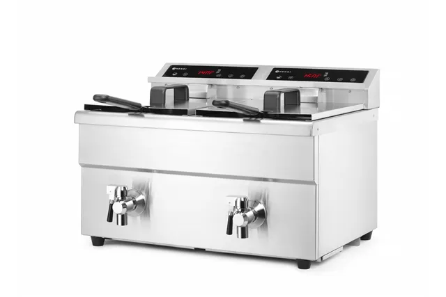 Frytownica indukcyjna z kranem spustowym, 2x8l, Profi Line, 16L, 230V/7000W, 577x609x410mm Hendi 215029