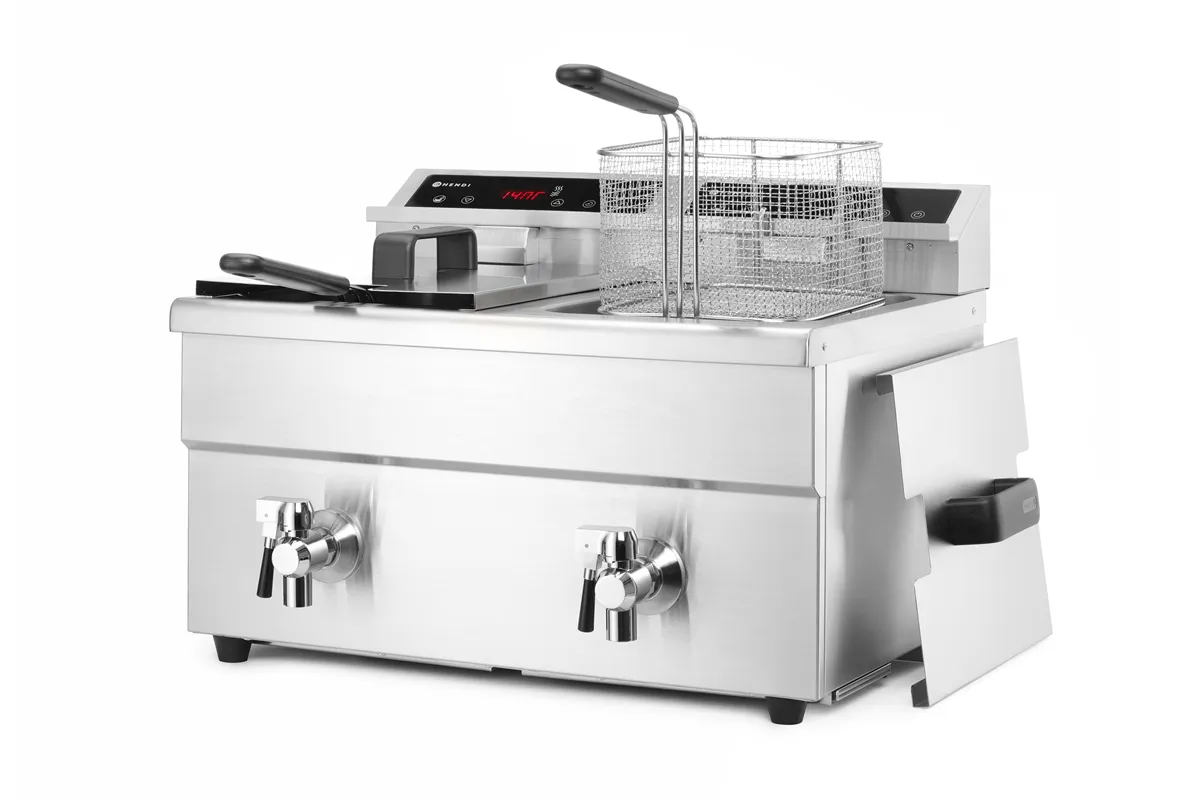 Frytownica indukcyjna z kranem spustowym, 2x8l, Profi Line, 16L, 230V/7000W, 577x609x410mm Hendi 215029