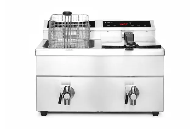 Frytownica indukcyjna z kranem spustowym, 2x8l, Profi Line, 16L, 230V/7000W, 577x609x410mm Hendi 215029