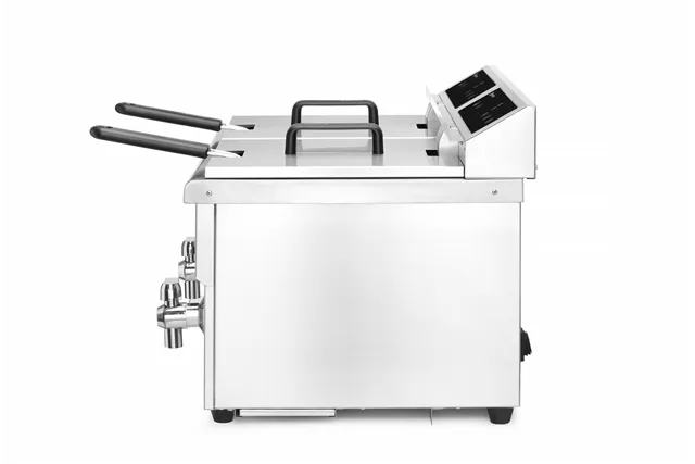 Frytownica indukcyjna z kranem spustowym, 2x8l, Profi Line, 16L, 230V/7000W, 577x609x410mm Hendi 215029