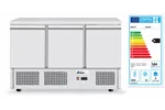 Stół chłodniczy do pizzy 3-drzwiowy z nadstawą i blatem granitowym, 254L, 230V/400W, 1400x700x1491mm Arktic 232033
