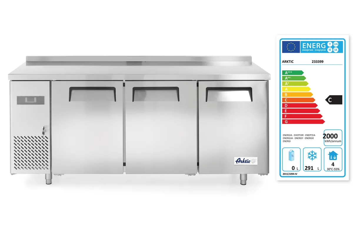 Stół mroźniczy 3-drzwiowy z agregatem bocznym, Kitchen Line, 291L, 230V/550W, 1800x600x886mm Arktic 233399
