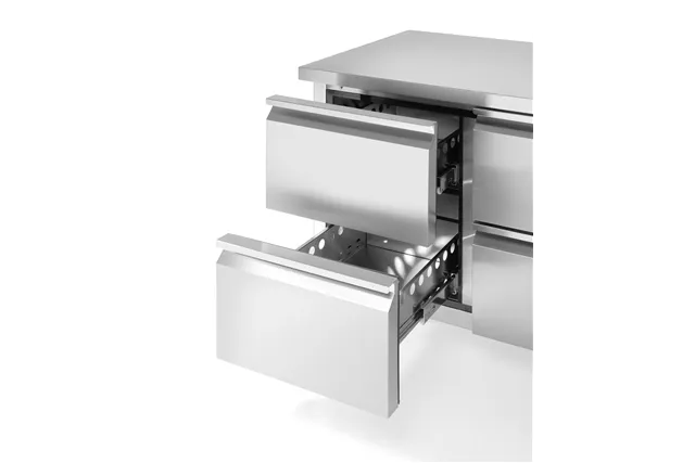 Stół chłodniczy z 4 szufladami i agregatem bocznym, Profi Line, 230V/250W, 1360x700x858mm Arktic 233764