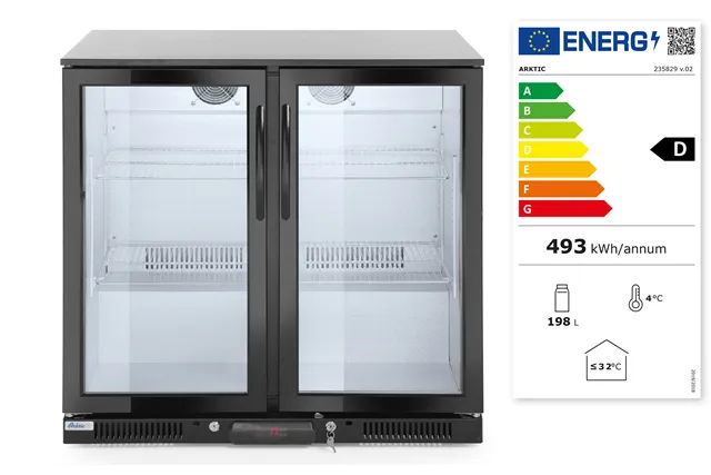 Lodówka barowa 2-drzwiowa, 158L, czarny, 220-240V/160W, 900x530x870mm Arktic 235829