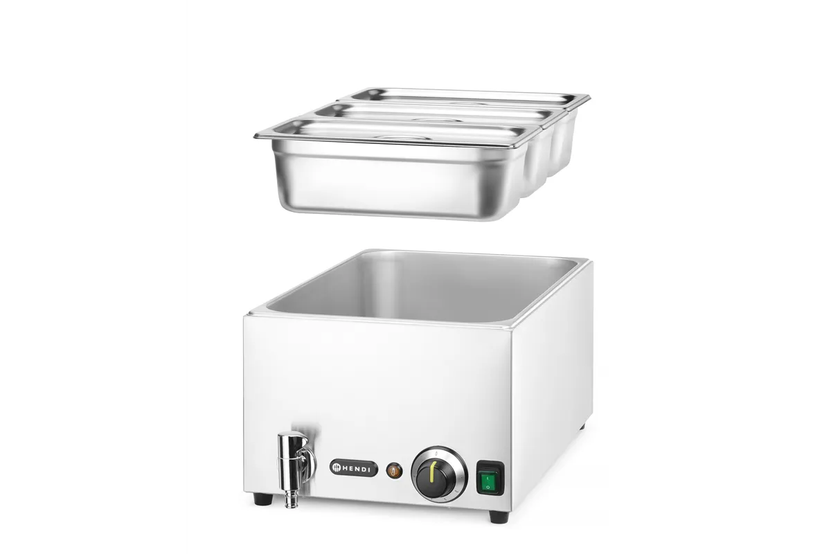 Zestaw: Bemar HENDI Ranger z kranem spustowym + 3x GN 1/3 z pokrywką , GN 1/1, 230V/1000W, 605x332x242mm Hendi 238868
