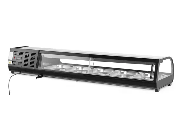 Witryna chłodnicza do sushi Pojemność: 5xGN1/2 (H)40mm – pojemniki w zestawie. czarny 220-240V/190W 1800x420x265mm Arktic 274040