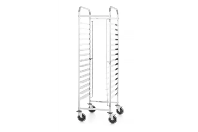 Wózek do transportu blach 15x 600x400, Kitchen Line, 15 prowadnic na tace 600x400, srebrny, 470x620x1735mm Hendi 813287