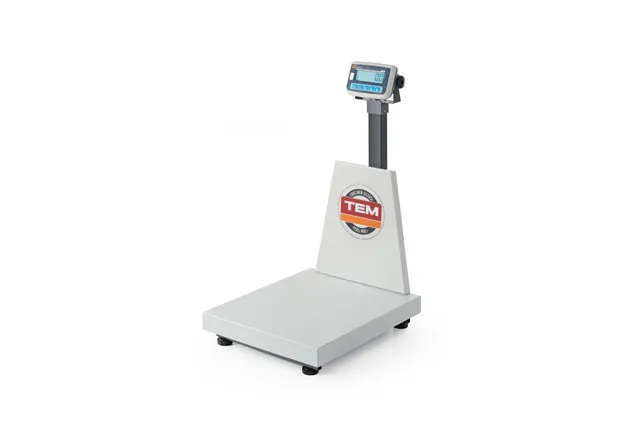 Waga platformowa LCD z wysięgnikiem i z legalizacją, seria EKO+, 300 kg, 500x700x940mm Tem BEK+C050X060300