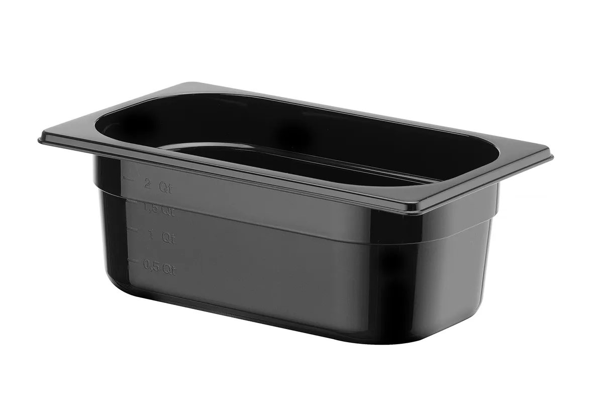 Pojemnik GN 1/4 z czarnego poliwęglanu, Profi Line, GN 1/4, 2,8L, czarny, 265x162x100mm Hendi 862629