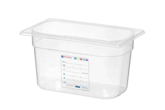 Pojemnik GN 1/4 HACCP, GN 1/4, 4L, transparentny, 265x162x150mm Hendi 880364