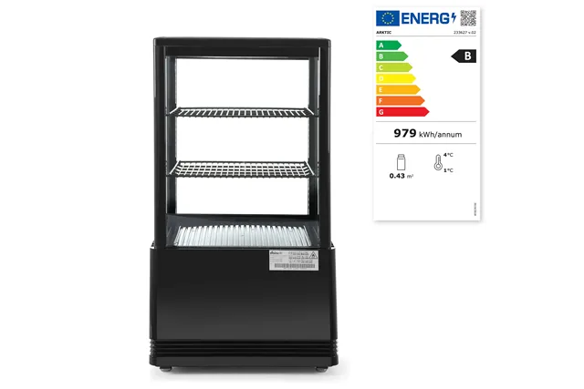Witryna chłodnicza nastawna, 58l, czarny, 230V/170W, 452x406x830mm Arktic 233627
