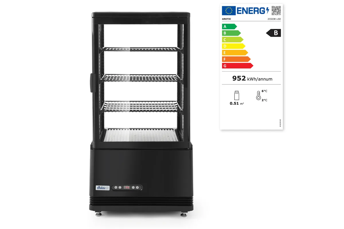 Witryna chłodnicza nastawna, 68l, czarny, 230V/170W, 444x397x875mm Arktic 233238