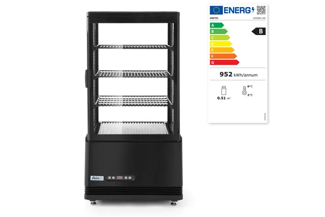 Witryna chłodnicza nastawna, 68l, czarny, 230V/170W, 444x397x875mm Arktic 233238