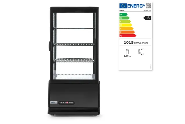 Witryna chłodnicza nastawna, 78l, czarny, 230V/170W, 444x397x940mm Arktic 233658